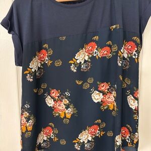 Floral Navy Women's Top Blouse